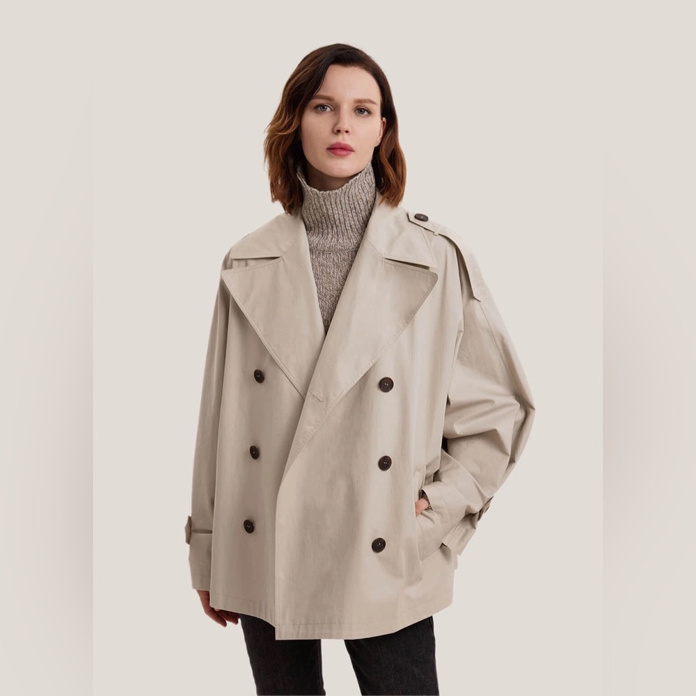 Gentle Herd Short Trench in color Sand - Size Small